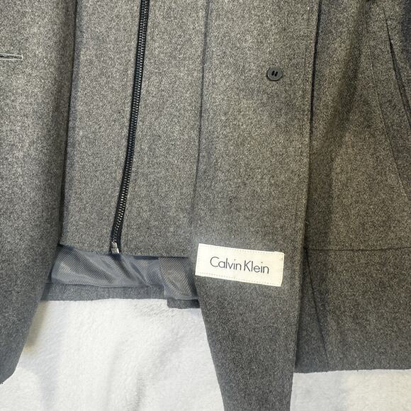 Calvin Klein Women's Gray And Black Wool Blend Mid-Length Coat Size 6 - Picture 7 of 12